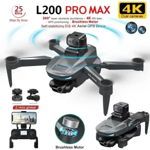 L200 PRO MAX Drone 4K 2-Axis PTZ HD Dual Camera 360° Laser Obstacle Avoidance Brushless Motor GPS 5G WIFI FPV Quadcopter RC Toys